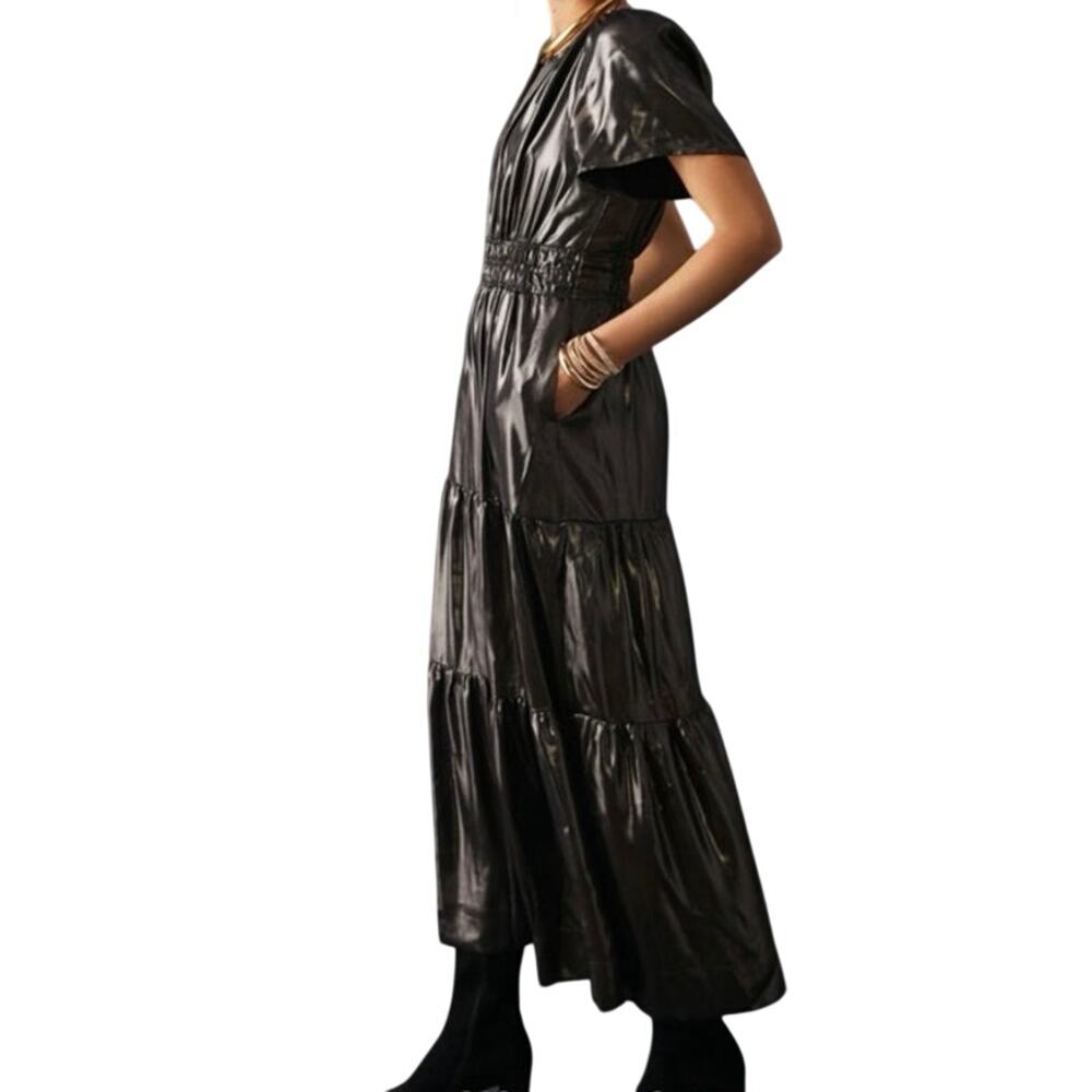 ANTHROPOLOGIE The Somerset Maxi Carbon Shine Edition Gunmetal Dress - Sz 2X - Picture 3 of 9